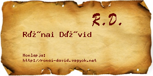 Rónai Dávid névjegykártya