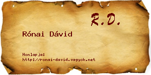 Rónai Dávid névjegykártya